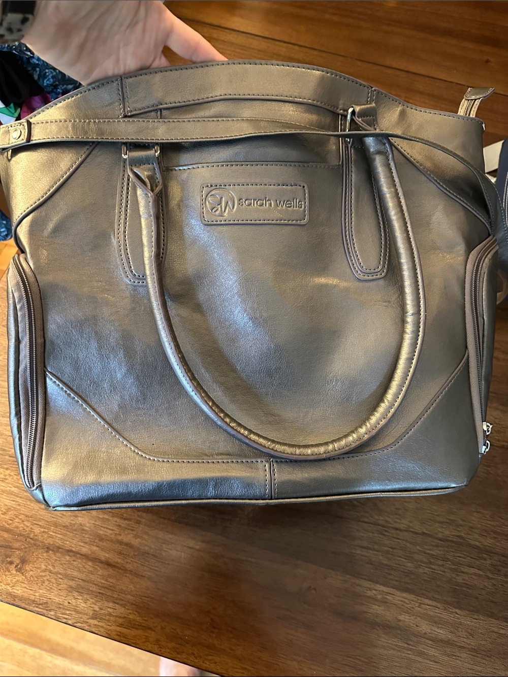 Sarah Wells Metallic Silver Tote - Women's Handbag/Pump bag